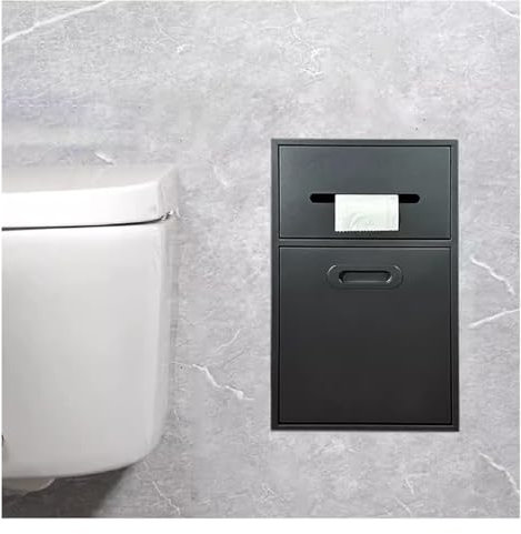 Duschnische, Wandnische, Edelstahl-Duschnische, Badezimmer-Nische, Toilettenpapier-Aufbewahrungsregal (schwarz, 50 x 30 x 14 cm)