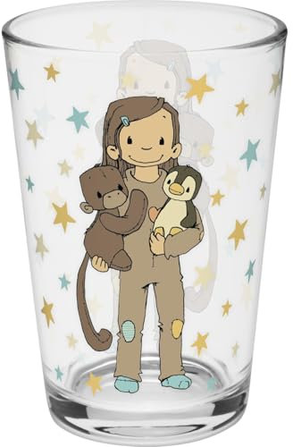 Sheepworld Trinkglas Anouk | bedrucktes Glas, Höhe 10,8 cm, Durchmesser 6,8 cm, Volumen 22 cl | Geschenk für Kinder, Jungen, Mädchen, Weihnachten, Geburtstag | 73948