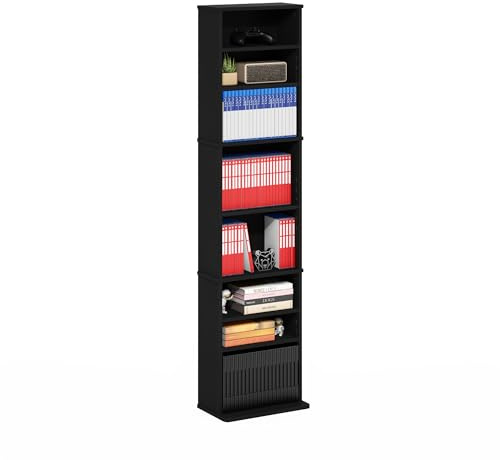 Furinno Jaya Multimedia-Medienspeicher-Tower-Rack mit 9 Regalen und verstellbaren Regalen, Americano