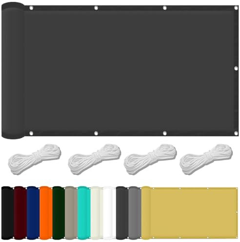 Grande voile d'ombrage imperméable pour jardin, pergolas, balcon, clôture, avec 98 % des rayons UV, corde et kit de fixation, 4,5 x 9 m, gris foncé