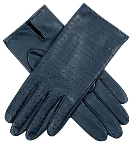 Dents Womens Florence Perforated Leather Gloves - Navy - Large