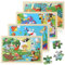 Kaisibum Tiere Puzzle ab 3 Jahre, 4x24 Teilen Holzpuzzle Kinder, Kinderpuzzle Holz Puzzles Kinderspielzeug Geschenke für Jungen und Mädchen （Hai, Elefant, Tiger, Zebra）