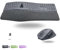 X9 Ergonomic Keyboard Mouse Wireless Combo - Type Comfortably Longer - 2.4G/Bluetooth Ergonomic Wireless Keyboard Mouse, Silent Keys, Wrist Rest, Multi-Device, Rechargeable - Laptop, PC, Mac - Gray