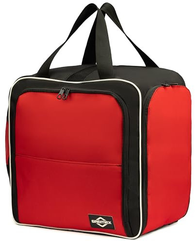 GREMEX Skischuhtasche mit Helm - Wasserfest, Skischuh Rucksack mit Helmfach - Titan-Nähte, Widerstandsfähig, Rot, Large