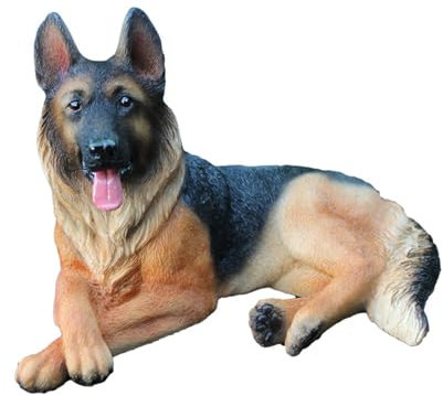 Wjsdsg Realistische Deutsche Schäferhund Figur Harz Wolfshund Miniaturskulptur Für Gartenlandschaftsdekorationen Und Hundeliebhaber Geschenk