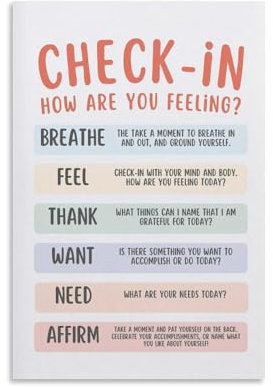 LZTEN Poster zum Einchecken von Gefühlen im Therapiebüro-Dekor, Therapeuten-Büro-Dekor, How Are You Feeling-Poster, tägliche Checkliste, Selbstpflege, ungerahmt, 40,6 x 61 cm