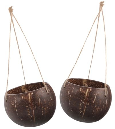 Supvox Kokosnussschale Hängender Blumentopf Dekorative Wandbehangkörbe und