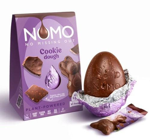NOMO XL-Osterei Cookie Dough + Cookie Dough Osterhase | 155g | Vegan & Allergenfreie Schokolade | Hohlei | Cookie Dough Schokolade | Glutenfrei, Nussfrei, Vegan, Plantpowered