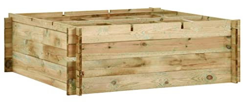 Gecheer Fioriera da Giardino, Letto Rialzato per Ortaggi e Fiori 120x120x40 cm in Legno di Pino Impregnato Verde, Divisa in 9 Scomparti, per Balcone Patio e Giardino