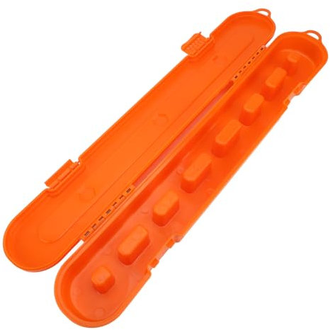 Pssopp Chain Storage Cases, Universal Chainsaw Holder Box for Maintenance and Transport Space Saving Chainsaw Chain Locker Bag Protector Carrier with 8 Chains for Home Outdoor (Orange)