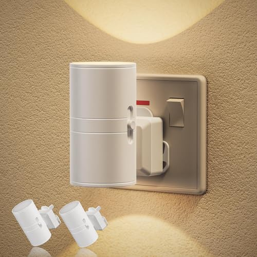 JandCase Night Light, 2 Pack Night Light Plug in Wall, Dusk to Dawn Sensor | 0-100LM Dimmable Nightlight, 3000K Warm White, Plug in Nightlight for Hallway, Bathroom, Bedroom, Stairs, 2 Pack