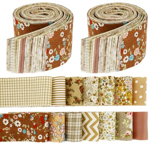 84/80 Stück Jelly Roll Stoff, Basteln und Nähen Weiche Baumwoll Quilt Stoff Streifen Atmungsaktive Helle Farbe Jelly Roll für Decken Teppichpolstertasche DIY Handwerk Patchwork Zubehör Polster(braun)