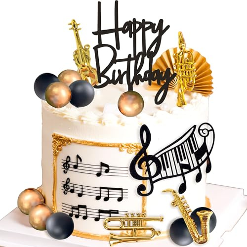 musique saxophone decoration gateau notes saxophone boules decoration tarte musiciens fete anniversaire theme rock accessoires
