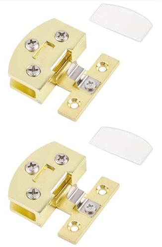 2 Stück goldene Klemmscharniere für Glastüren, 90-Grad-Scharniere aus Zinklegierung mit Polstern für Vitrinen, Glastüren von Weinschränken