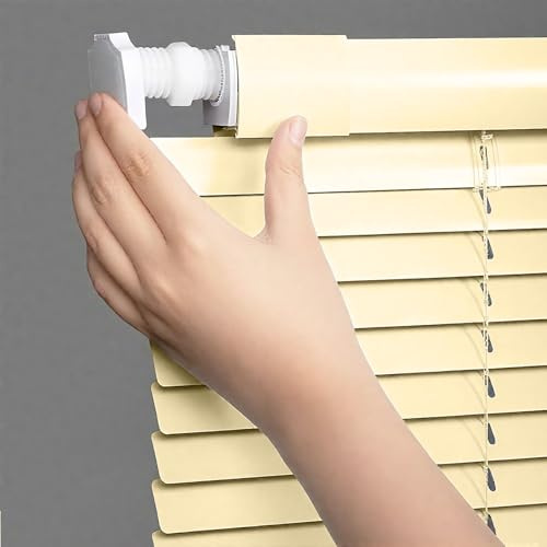 Ohne Bohren Aluminium Jalousie für Fenster, nach Maß innen Verdunkelungsrollo Größen von 20 bis 160 Breit, Sonnenschutz Alu-Jalousien, Lichtschutz Lamellenrollo(Light Yellow)