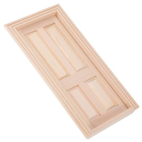Alasum Puppenhaus Tür aus Massivem Holz Vierfaches Naturbelassen DIY Miniatur Puppenhausmöbel Zubehör Handbemalbar Stabile Puppenhaus Innendekoration