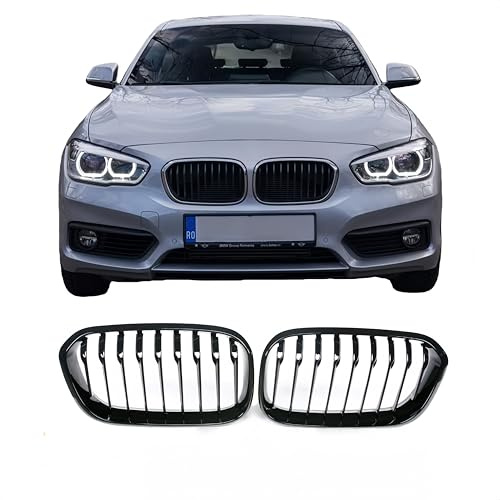 Sport Kühlergrill Einzelsteg Nieren Passend für BMW 1er F20 F21 Bj. 2015-2019 LCI Glanz Schwarz