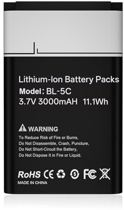 1 Stück BL-5C Akku 3.7V wiederaufladbar, 3000mAh Neues Upgrade Hochkapazitäts-Akku Ersatz für Haushaltsradio, bt Lautsprecher, Kamera