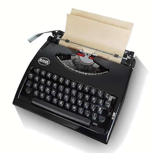 Efficieran Manual Mechanical Typewriter Machine for Novelists, Vintage Retro Writing Tool with Ribbon Carry Case, Distraction Free Old Fashioned Style Creative Desktop Decor Gift(Black)