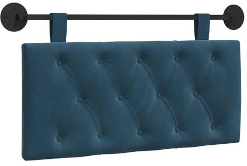 vidaXL Hängendes Kopfteil Blau Samt, Schlafzimmer, modernes Wand-Kopfteil, rechteckig mit Samtbezug, gesteppt, Holzwerkstoff, platzsparende Dekoration