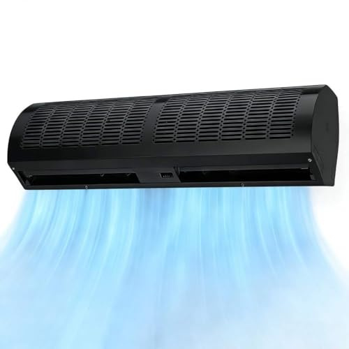 SAYEYBU Air Curtain, Fly Fans for Doors, Air Curtains for Doors Commercial 2 Speeds Uncooled Unheated Super Power, Wall-Mounted Air Curtain, Commercial Indoor Household,Black,RC60CM