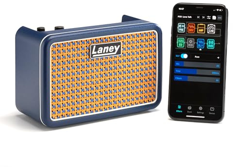 Laney Prism MINI Tragbarer Smart-Gitarrenverstärker, App-gesteuerter Übungsverstärker mit 100 Presets, 17 Amp-Modellen, 32 Effekten, integriertem Tuner, Drum Machine, 14 Stunden Akkulaufzeit – Blau