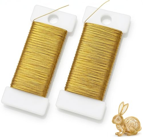 FAYAHAR Alambre Fino, 0,3 mm x 100 m Alambre Manualidades, Dorado | Flexible Alambre para Manualidades, Fácil de Cortar y Moldear, para Manualidades, Fabricación de Joyas, Proyectos DIY