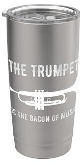 La trompeta es el tocino de la música Divertido Jugador Músico Broma Vaso térmico de acero inoxidable de doble pared