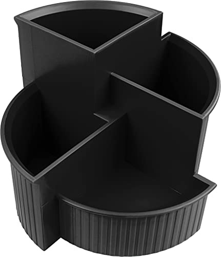 helit H6390695 - Multiköcher „the hub line“, 4 Fächer, schwarz | 4 Fächer für Stifte, Scheren und weiteres Bürozubehör
