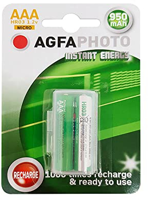 AgfaPhoto 132803944 AgfaPhoto 132-803944 Micro Batterien 2 Stück Ready-to-Use Accu 950mAh AAA grün-Silber