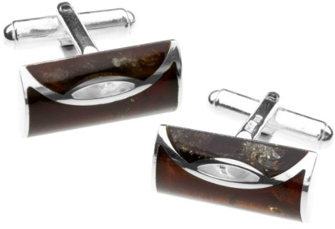 InCollections Herren-Manschettenknopf 925/000 Sterlingsilber mit Bernstein 0110257021340