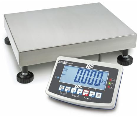 Industriewaage [Kern IFB 100K-3L] Robuste Plattformwaage, Wägebereich [Max]: 150 kg, Ablesbarkeit [d]: 5 g, Reproduzierbarkeit: 5 g, Linearität: 20 g, Wägeplatte: BxTxH 650x500x142 mm (Edelstahl)