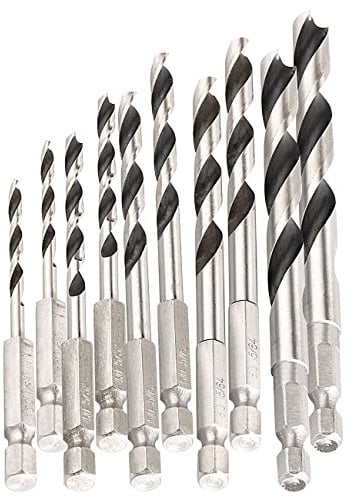 AGT Bohrer mit Bitaufnahme: Holz-Bohrer-Set für Akkuschrauber, 3-8 mm, 10 Stück (Akkuschrauber Bohraufsatz, Bit für, Bohrmaschinen)