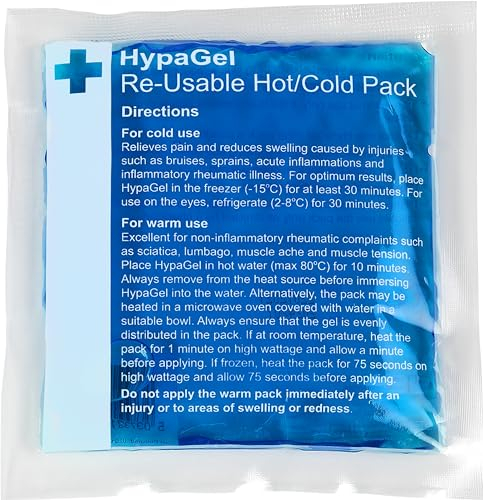 Safety First Aid Group HypaGel Reusable Compact Hot/Cold Gel Therapy Pack, for Sports First Aid, Muscles and Pain Relief, Single 13cm x 14cm - microwave and freezer-safe
