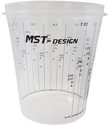 MST-DESIGN Lackmischbecher, 20 Stück mit 2300 ml I Robuste Messbecher mit Mischskala I Mischbecher zum Anrühren von Lacken, Füller, Lasuren etc. I Anrührbecher I Hochwertiges Lackierzubehör