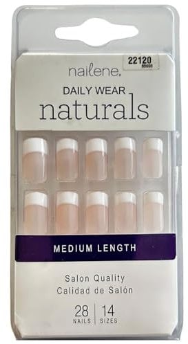 Nailene Daily Wear Naturals Nails Medium Sheer Pink French (24 nails)