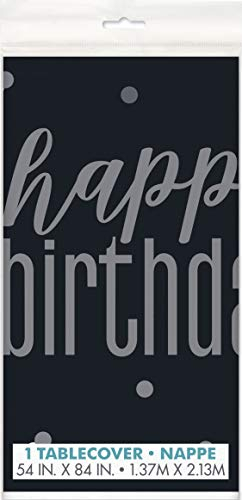 BLING Party Decorations and Tableware for 60th Birthday in BLACK & SILVER Glitz (Table Cover)