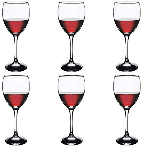 Argon Tableware Red Wine Glasses - Set of 6-340ml - Dishwasher Safe Drinking Glass Red White Wine Glass Wedding Gift Cocktail Glassware Set for Restaurants, Kitchen, Party Celebrations