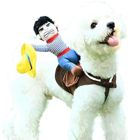 DELIFUR Dog Costumes Pet Costume Pet Halloween Suit Cowboy Rider Style Dogs Outfits(M)