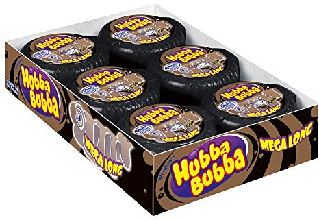 Hubba Bubba Kaugummi Mega Lang Cola Rolle zuckerfrei 12er Pack | Extra lange Kaugummi-Rolle mit intensivem Cola-Geschmack für langanhaltenden Kauspaß im Büro und unterwegs