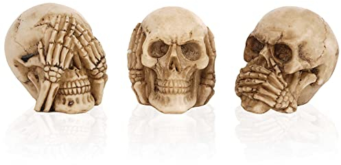 mtb more energy Deko Totenkopf Figuren ''Nichts Hören, Nichts sehen, Nichts Sagen'' - Set aus 3 Totenschädeln - Höhe 5.5 cm - Dekoration Wohnen Tischdeko