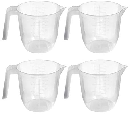 Wham FS451 Caraffa Graduata Riutilizzabile in plastica Trasparente, 1 litro, Set di 4, Acrilico