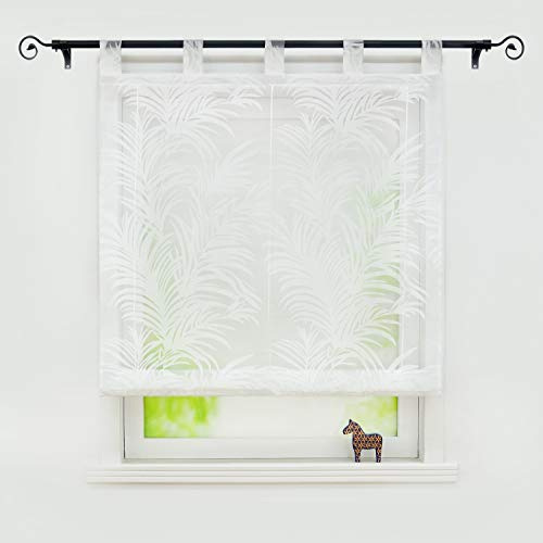 Joyswahl Voile Weiß Raffrollo mit Feder Ausbrennerqualität »Alisha« Schals Fenster Gardine mit Schlaufen BxH 60x150cm 1 Stück