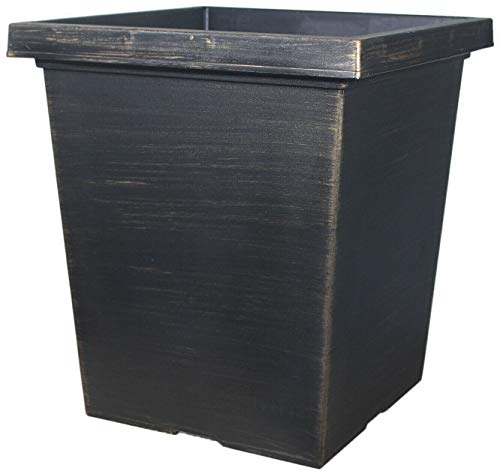 Muddy Hands 43 Litre Black Bronze Large Plant Pot Outdoor Garden Flower Tree Tall Square Plastic Planter