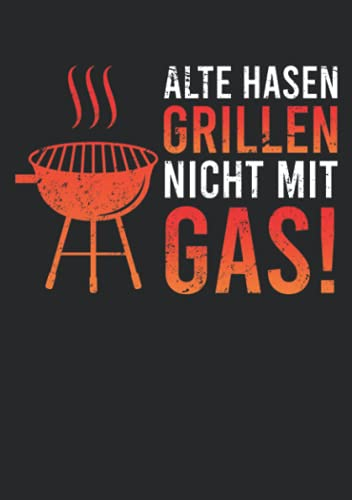 Notizbuch A5 kariert mit Softcover Design: Holzkohle Grill Anti Gasgrill Geschenk Männer Witz Spruch: 120 karierte DIN A5 Seiten