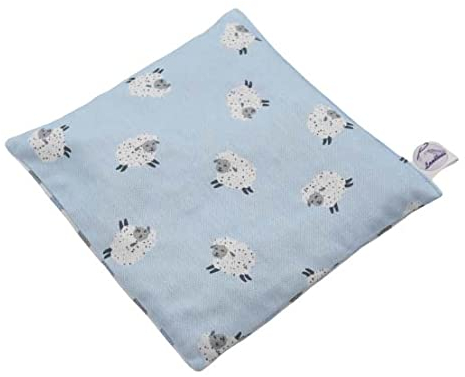 Kirschkernkissen Mikrowelle 20 x 20cm Wärmekissen Rücken Hell Blau Schäfchen Weiß Nacken Schulter Wärmekompresse Körnerkissen Kinder Erwachsene Massagekissen Kältekissen Gross Landhuis handmade