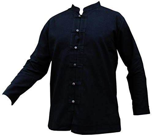 PANASIAM Fischerhemd mit Knopfleiste - leichtes Sommerhemd aus Baumwolle | Fisherman Shirt, Baumwollhemd, Kurzarm- oder Langarmhemd Herren, lockeres Hemd mit Holzknöpfen, auch als Mittelalterhemd