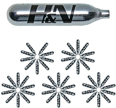H&N Sport CO2 Kapseln 12g - 50er Pack für Softair, Paintball, Luftpistole oder Luftgewehr Airsoft CO² Patronen Kartuschen für CO2 Pistole Softairwaffen