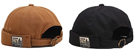Faringoto Cappelli unisex senza visiera senza visiera Sailor Skullcap Berretti, 100-Beige+Nero, Etichettalia unica