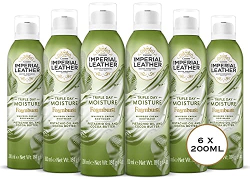 Imperial Leather Foamburst – Triple Day Moisture Body Wash, Pistazienöl & Kakaobutterduft mit luxuriösem Schaumschaum – sanfte Hautpflege Großpackung kaufen (6 x 200 ml)